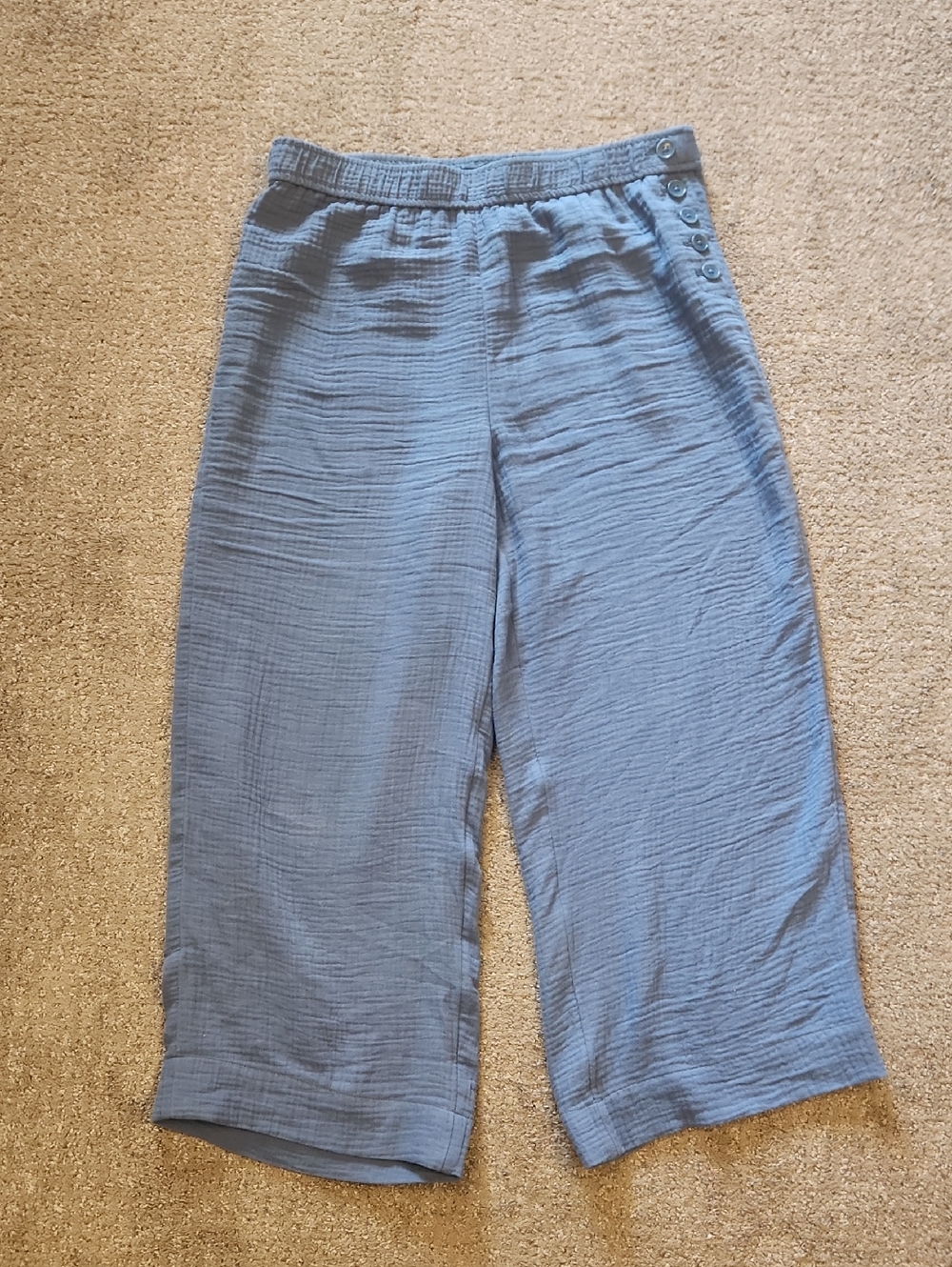 Talbots Slate Blue Gauze Wide-Leg Pull-On Pants